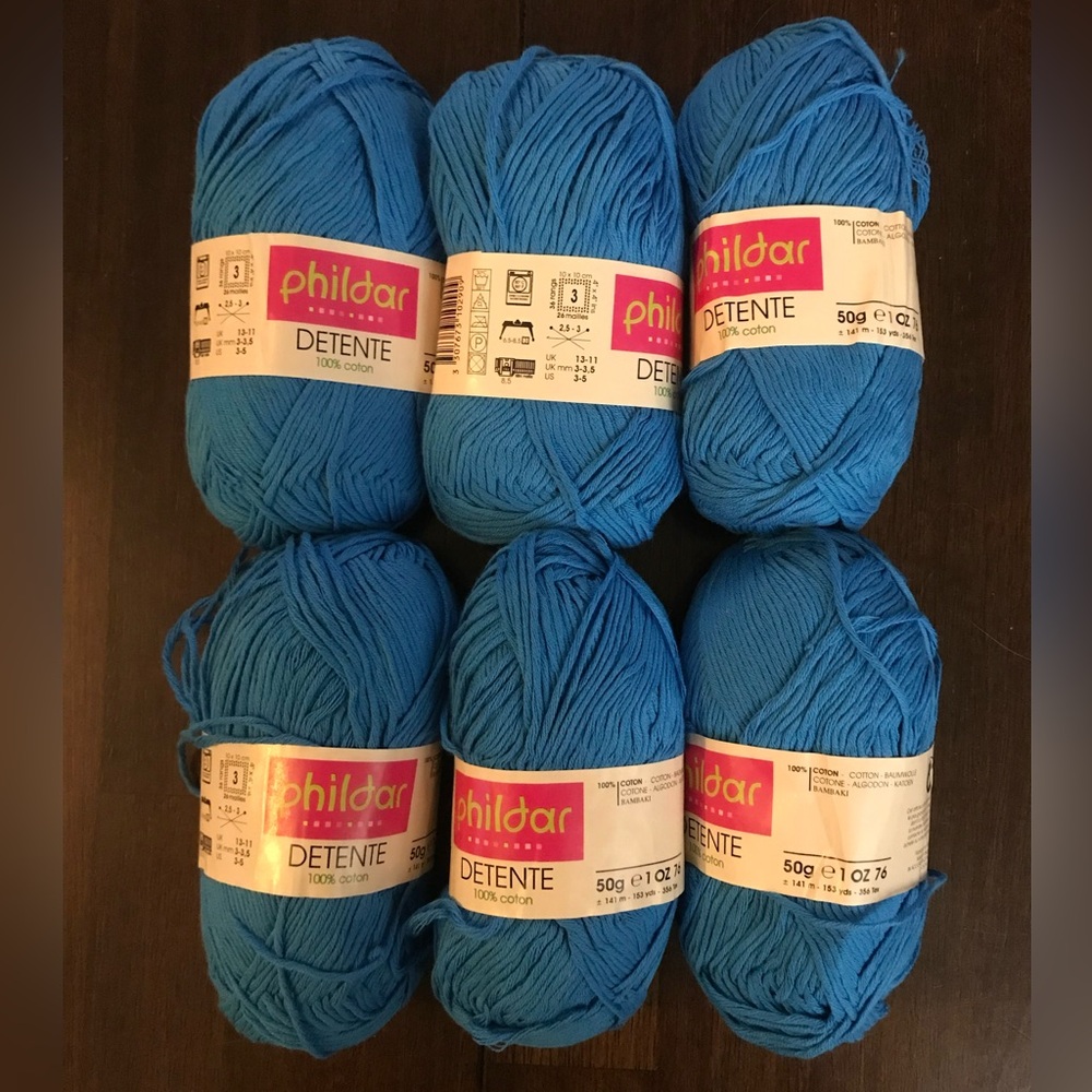 Vintage Phildar Detente Blue Yarn lot
